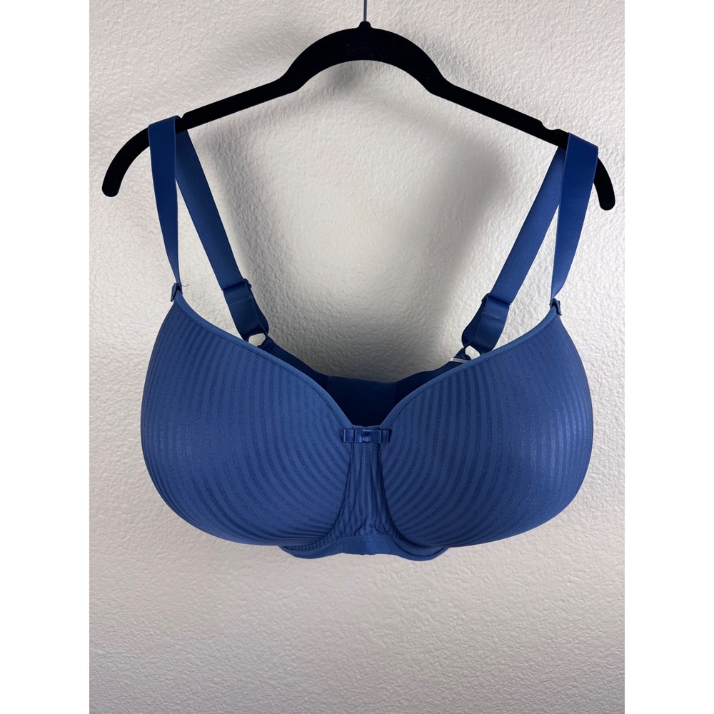 Freya Idol Balcony Bra Women 32L Blue‎ Padded Underwire Pin Stripe Lingerie
